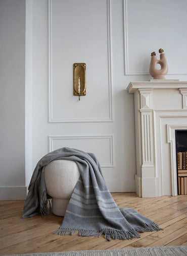 Dublin Throw Grey with Ivory Stripes - Sale