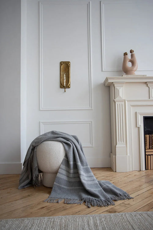 Dublin Throw Grey with Ivory Stripes - Sale