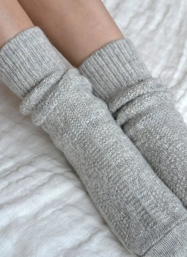 Wallis Cable Knit Wool Socks Grey - Sale
