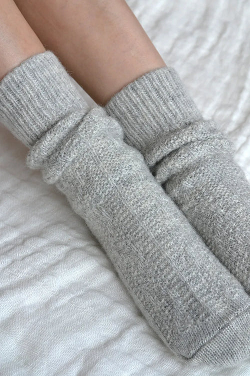 Wallis Cable Knit Wool Socks Grey - Sale