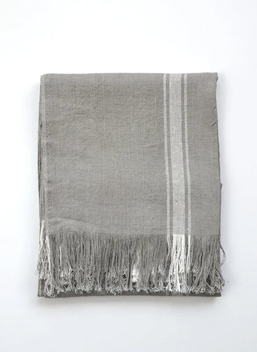 Largo Linen Throw Light Graphite with White Stripes - Sale