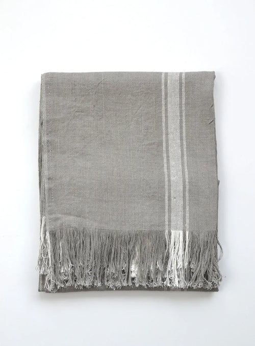 Largo Linen Throw Light Graphite with White Stripes - Sale