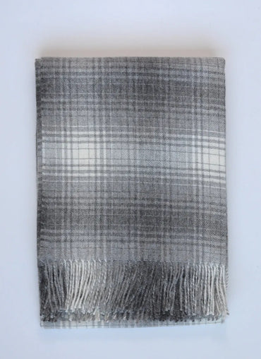 Wellington Plaid Eco Throw Charcoal, Grey & Ivory - Sale