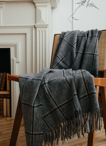 Stowe Throw Dark Grey Checks - Sale