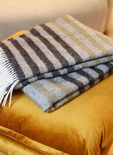 Strand Narrow Striped Throw Charcoal/Light Grey/Khaki - Sale
