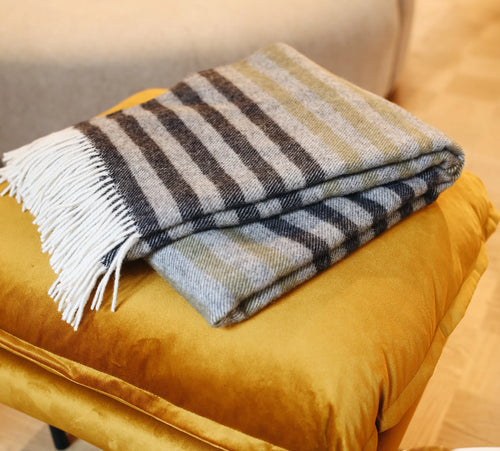 Strand Narrow Striped Throw Charcoal/Light Grey/Khaki - Sale