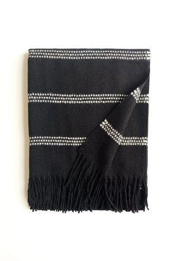 Treble Baby Alpaca Throw Black with White Dot Stripes - Sale