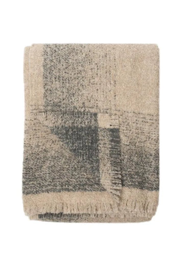 Whitehorse Throw Oatmeal with Charcoal Border - Sale
